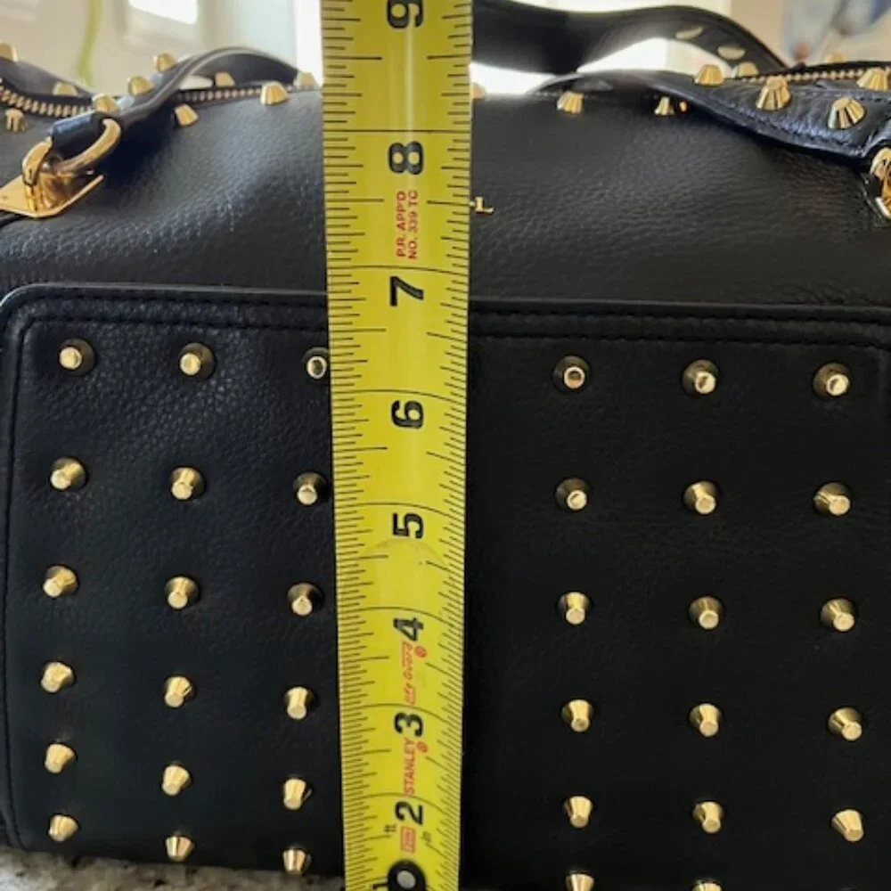 Vintage Ralph Lauren Black Pebbled Leather Gold Studded Stachel Bag - Picture 9 of 16